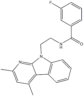 N-[2-(2,4-DIMETHYL-9H-PYRIDO[2,3-B]INDOL-9-YL)ETHYL]-3-FLUOROBENZAMIDE 结构式