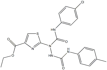 ETHYL 2-[1-[(4-CHLOROANILINO)CARBONYL]-2-(4-TOLUIDINOCARBONYL)HYDRAZINO]-1,3-THIAZOLE-4-CARBOXYLATE 结构式