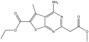 Ethyl 4-amino-2-(2-methoxy-2-oxoethyl)-5-methylthieno[2,3-d]pyrimidine-6-carboxylate 结构式
