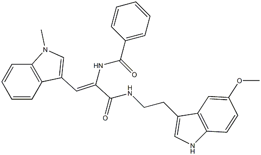 N-[(Z)-1-({[2-(5-METHOXY-1H-INDOL-3-YL)ETHYL]AMINO}CARBONYL)-2-(1-METHYL-1H-INDOL-3-YL)ETHENYL]BENZAMIDE 结构式