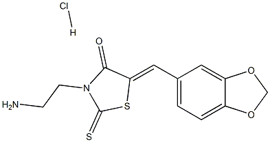 (5E)-3-(2-AMINOETHYL)-5-(1,3-BENZODIOXOL-5-YLMETHYLENE)-2-THIOXO-1,3-THIAZOLIDIN-4-ONE HYDROCHLORIDE 结构式