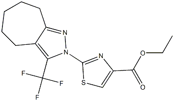 ETHYL 2-[3-(TRIFLUOROMETHYL)-5,6,7,8-TETRAHYDROCYCLOHEPTA[C]PYRAZOL-2(4H)-YL]-1,3-THIAZOLE-4-CARBOXYLATE 结构式