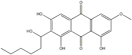 1,3,8-TRIHYDROXY-2-(1-HYDROXYHEXYL)-6-METHOXY-9,10-ANTHRACENEDIONE 结构式