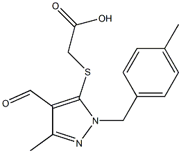 [[4-FORMYL-3-METHYL-1-(4-METHYLBENZYL)-1H-PYRAZOL-5-YL]THIO]ACETIC ACID 结构式