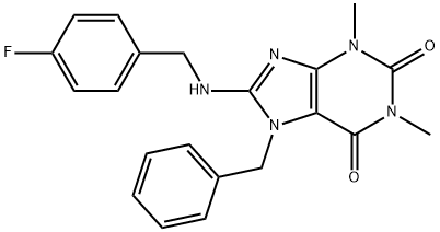 7-BENZYL-8-[(4-FLUOROBENZYL)AMINO]-1,3-DIMETHYL-3,7-DIHYDRO-1H-PURINE-2,6-DIONE 结构式