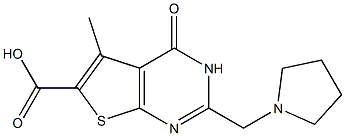 5-METHYL-4-OXO-2-(PYRROLIDIN-1-YLMETHYL)-3,4-DIHYDROTHIENO[2,3-D]PYRIMIDINE-6-CARBOXYLIC ACID 结构式