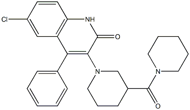 6-CHLORO-4-PHENYL-3-[3-(PIPERIDIN-1-YLCARBONYL)PIPERIDIN-1-YL]QUINOLIN-2(1H)-ONE 结构式