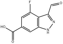 3-醛基-4-氟-吲唑-6-羧酸 结构式