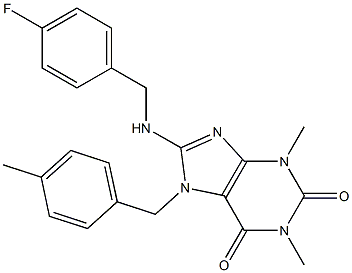 8-[(4-FLUOROBENZYL)AMINO]-1,3-DIMETHYL-7-(4-METHYLBENZYL)-3,7-DIHYDRO-1H-PURINE-2,6-DIONE 结构式