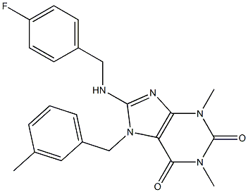 8-[(4-FLUOROBENZYL)AMINO]-1,3-DIMETHYL-7-(3-METHYLBENZYL)-3,7-DIHYDRO-1H-PURINE-2,6-DIONE 结构式