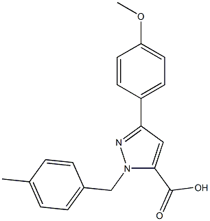 1-(4-METHYLBENZYL)-3-(4-METHOXYPHENYL)-1H-PYRAZOLE-5-CARBOXYLIC ACID 结构式