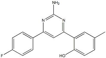 2-(2-Amino-6-(4-fluorophenyl)pyrimidin-4-yl)-4-methylphenol 结构式
