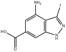 4-AMINO-3-IODO-(1H)INDAZOLE-6-CARBOXYLIC ACID 结构式