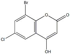 8-BROMO-6-CHLORO-4-HYDROXYCOUMARIN 结构式