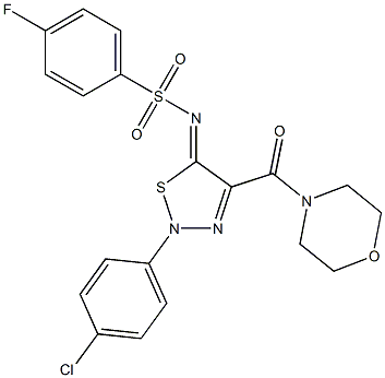 N-[(5Z)-2-(4-CHLOROPHENYL)-4-(MORPHOLIN-4-YLCARBONYL)-1,2,3-THIADIAZOL-5(2H)-YLIDENE]-4-FLUOROBENZENESULFONAMIDE 结构式