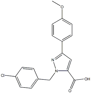 1-(4-CHLOROBENZYL)-3-(4-METHOXYPHENYL)-1H-PYRAZOLE-5-CARBOXYLIC ACID 结构式