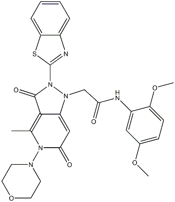 2-(2-(BENZO[D]THIAZOL-2-YL)-4-METHYL-5-MORPHOLINO-3,6-DIOXO-2,3,5,6-TETRAHYDROPYRAZOLO[4,3-C]PYRIDIN-1-YL)-N-(2,5-DIMETHOXYPHENYL)ACETAMIDE 结构式