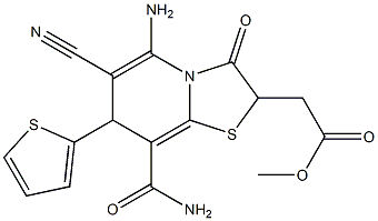 METHYL [5-AMINO-8-(AMINOCARBONYL)-6-CYANO-3-OXO-7-THIEN-2-YL-2,3-DIHYDRO-7H-[1,3]THIAZOLO[3,2-A]PYRIDIN-2-YL]ACETATE 结构式