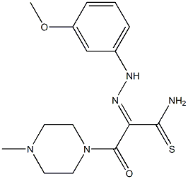 (2Z)-2-[(3-METHOXYPHENYL)HYDRAZONO]-3-(4-METHYLPIPERAZIN-1-YL)-3-OXOPROPANETHIOAMIDE 结构式