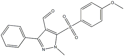 5-[(4-METHOXYPHENYL)SULFONYL]-1-METHYL-3-PHENYL-1H-PYRAZOLE-4-CARBALDEHYDE 结构式