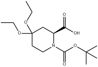 (S)-1-叔丁氧羰基-4,4-二乙氧基哌啶-2-甲酸 结构式