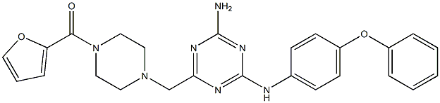 (4-{[4-Amino-6-(4-phenoxyanilino)-1,3,5-triazin-2-yl]methyl}-1-piperazinyl)(2-furyl)methanone 结构式