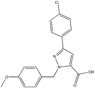 1-(4-METHOXYBENZYL)-3-(4-CHLOROPHENYL)-1H-PYRAZOLE-5-CARBOXYLIC ACID 结构式