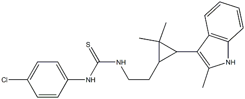 1-(4-CHLOROPHENYL)-3-(2-(2,2-DIMETHYL-3-(2-METHYL-1H-INDOL-3-YL)CYCLOPROPYL)ETHYL)THIOUREA 结构式