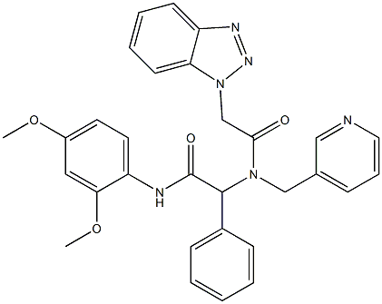 2-(2-(1H-Benzo[d][1,2,3]triazol-1-yl)-N-(pyridin-3-ylmethyl)acetamido)-N-(2,4-dimethoxyphenyl)-2-phenylacetamide 结构式