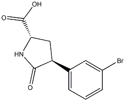 5-OXO-(+/-)-TRANS-4-(3-BROMOPHENYL)-PYRROLIDINE-2-CARBOXYLIC ACID 结构式