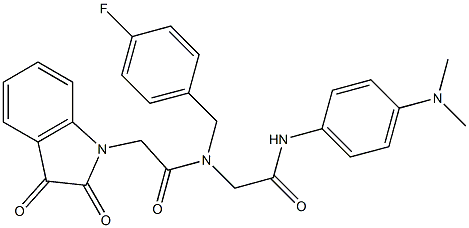 N-{2-[4-(DIMETHYLAMINO)ANILINO]-2-OXOETHYL}-2-(2,3-DIOXO-2,3-DIHYDRO-1H-INDOL-1-YL)-N-(4-FLUOROBENZYL)ACETAMIDE 结构式