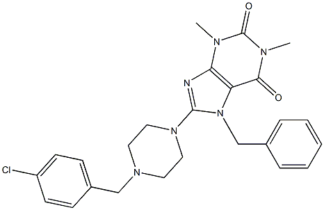 1,3-DIMETHYL-7-BENZYL-8-[4-(4-CHLOROBENZYL)PIPERAZIN-1-YL]-3,7-DIHYDRO-1H-PURINE-2,6-DIONE 结构式