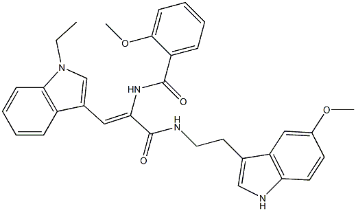 (Z)-N-(1-(1-ETHYL-1H-INDOL-3-YL)-3-(2-(5-METHOXY-1H-INDOL-3-YL)ETHYLAMINO)-3-OXOPROP-1-EN-2-YL)-2-METHOXYBENZAMIDE 结构式