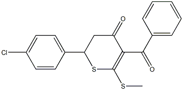 5-BENZOYL-2-(4-CHLOROPHENYL)-6-METHYLSULFANYL-2,3-DIHYDROTHIOPYRAN-4-ONE 结构式