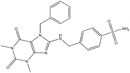 4-{[(7-Benzyl-1,3-dimethyl-2,6-dioxo-2,3,6,7-tetrahydro-1H-purin-8-yl)amino]methyl}benzenesulfonamide 结构式