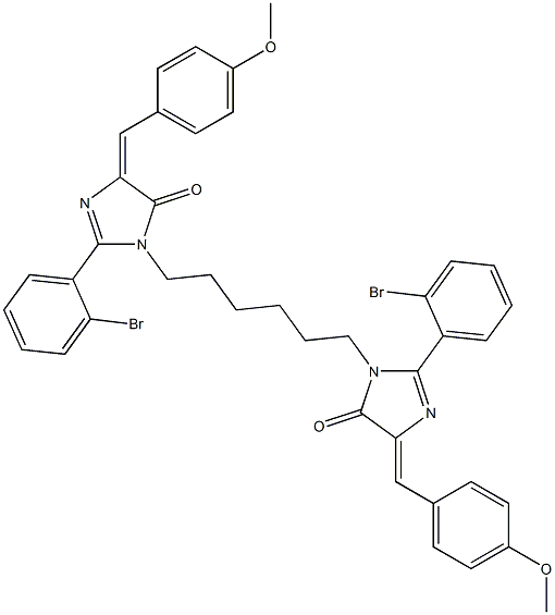 (E)-2-(2-BROMOPHENYL)-1-(6-((Z)-2-(2-BROMOPHENYL)-4-(4-METHOXYBENZYLIDENE)-5-OXO-4,5-DIHYDROIMIDAZOL-1-YL)HEXYL)-4-(4-METHOXYBENZYLIDENE)-1H-IMIDAZOL-5(4H)-ONE 结构式