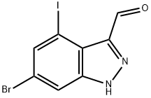 6-Bromo-4-iodo-3-(1H)indazole carboxaldehyde 结构式