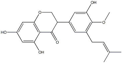 5,7-DIHYDROXY-3-[3-HYDROXY-4-METHOXY-5-(3-METHYL-BUT-2-ENYL)-PHENYL]-CHROMAN-4-ONE 结构式