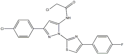 2-CHLORO-N-{3-(4-CHLOROPHENYL)-1-[4-(4-FLUOROPHENYL)-1,3-THIAZOL-2-YL]-1H-PYRAZOL-5-YL}ACETAMIDE 结构式
