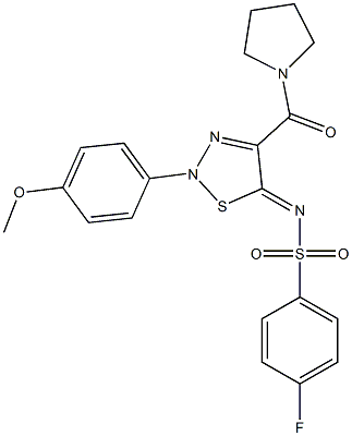 4-FLUORO-N-[(5Z)-2-(4-METHOXYPHENYL)-4-(PYRROLIDIN-1-YLCARBONYL)-1,2,3-THIADIAZOL-5(2H)-YLIDENE]BENZENESULFONAMIDE 结构式