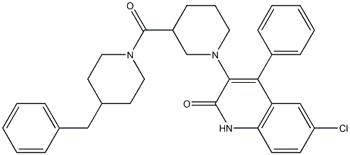 3-(3-(4-BENZYLPIPERIDINE-1-CARBONYL)PIPERIDIN-1-YL)-6-CHLORO-4-PHENYLQUINOLIN-2(1H)-ONE 结构式