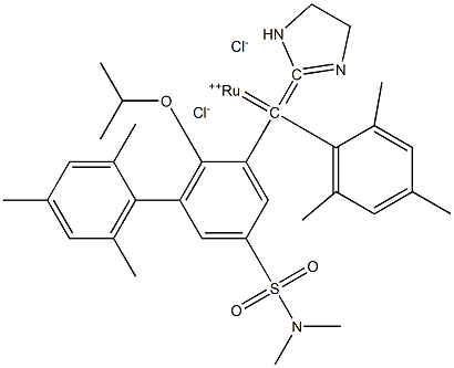 1,3-BIS(2,4,6-TRIMETHYLPHENYL)-4,5-DIHYDROIMIDAZOL-2-YLIDENE[2-(I-PROPOXY)-5-(N,N-DIMETHYLAMINOSULFONYL)PHENYL]METHYLENERUTHENIUM (II) DICHLORIDE 结构式