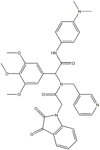 N-(4-(DIMETHYLAMINO)PHENYL)-2-(2-(2,3-DIOXOINDOLIN-1-YL)-N-(PYRIDIN-3-YLMETHYL)ACETAMIDO)-2-(3,4,5-TRIMETHOXYPHENYL)ACETAMIDE 结构式