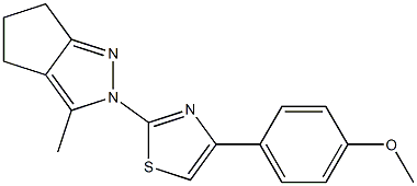 2-[4-(4-Methoxyphenyl)-1,3-thiazol-2-yl]-3-methyl-2,4,5,6-tetrahydrocyclopenta[c]pyrazole 结构式