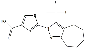 2-[3-(TRIFLUOROMETHYL)-5,6,7,8-TETRAHYDROCYCLOHEPTA[C]PYRAZOL-2(4H)-YL]-1,3-THIAZOLE-4-CARBOXYLIC ACID 结构式
