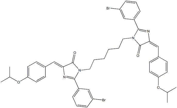 (Z)-2-(3-BROMOPHENYL)-1-(6-((E)-2-(3-BROMOPHENYL)-4-(4-ISOPROPOXYBENZYLIDENE)-5-OXO-4,5-DIHYDROIMIDAZOL-1-YL)HEXYL)-4-(4-ISOPROPOXYBENZYLIDENE)-1H-IMIDAZOL-5(4H)-ONE 结构式