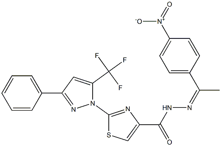 N'-[(1Z)-1-(4-NITROPHENYL)ETHYLIDENE]-2-[3-PHENYL-5-(TRIFLUOROMETHYL)-1H-PYRAZOL-1-YL]-1,3-THIAZOLE-4-CARBOHYDRAZIDE 结构式