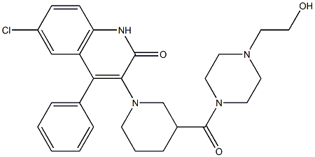 6-CHLORO-4-PHENYL-3-[3-((4-(2-HYDROXYETHYL)PIPERAZIN-1-YL)CARBONYL)PIPERIDIN-1-YL]QUINOLIN-2(1H)-ONE 结构式