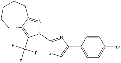 2-[4-(4-Bromophenyl)-1,3-thiazol-2-yl]-3-(trifluoromethyl)-2,4,5,6,7,8-hexahydrocyclohepta[c]pyrazole 结构式