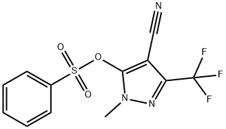 4-Cyano-1-methyl-3-(trifluoromethyl)-1H-pyrazol-5-yl benzenesulfonate 结构式